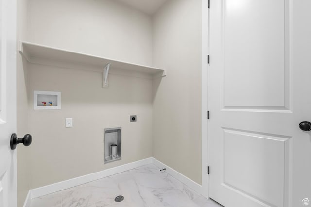 3903 W Red Clover Dr, Lehi, UT 84043 - laundry room with baseboards, marble finish floor, laundry area, and hookup for an electric dryer
