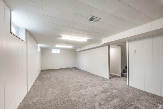1425 W Riverside Cir, Salt Lake City, UT 84116 - basement featuring stairway, carpet flooring, and visible vents