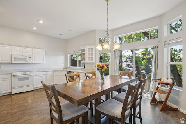 2710 Forest Spring Way, Salt Lake City, UT 84106 - dining space with plenty of natural light, recessed lighting, dark wood finished floors, and a chandelier