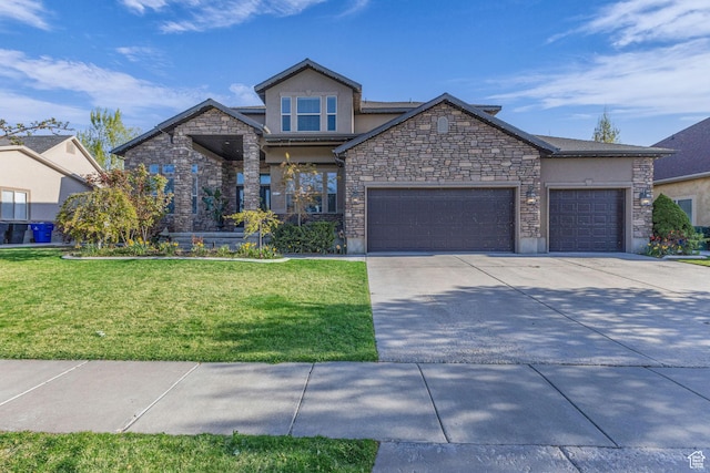 3627 W Augusta Dr, Syracuse, UT 84075 - view of front facade featuring stucco siding, a front lawn, a garage, and driveway