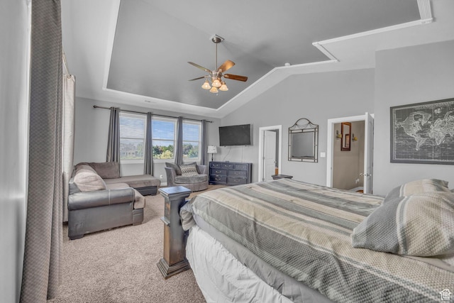 3627 W Augusta Dr, Syracuse, UT 84075 - carpeted bedroom featuring vaulted ceiling and ceiling fan