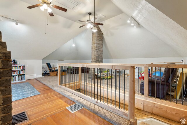 290 N 300 E, Springville, UT 84663 - bonus room featuring vaulted ceiling, wood finished floors, visible vents, and a ceiling fan