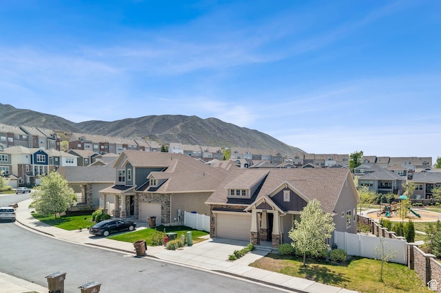 view of mountain feature with a residential view