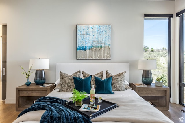 bedroom featuring wood finished floors