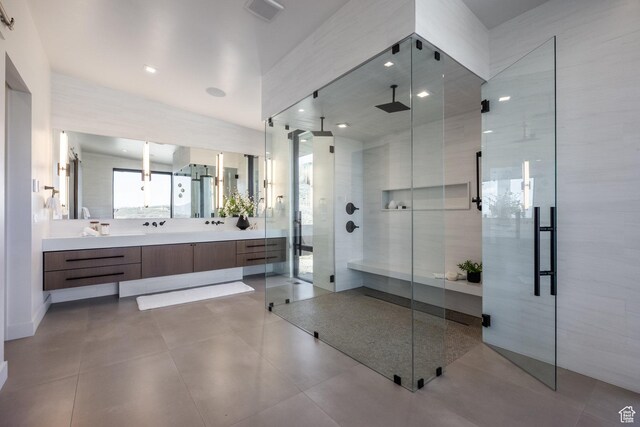 9881 N Uinta Dr, Kamas, UT 84036 - full bath with a shower stall, vanity, and visible vents