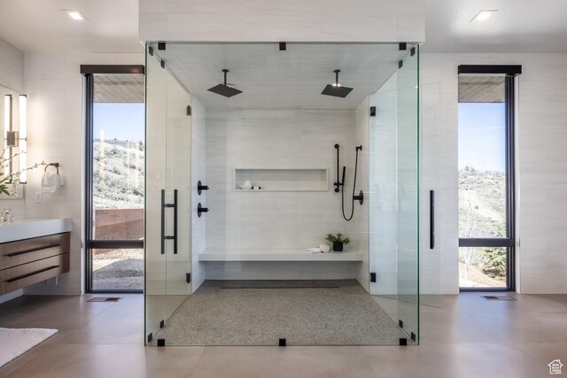 9881 N Uinta Dr, Kamas, UT 84036 - full bath with a shower stall, vanity, and plenty of natural light