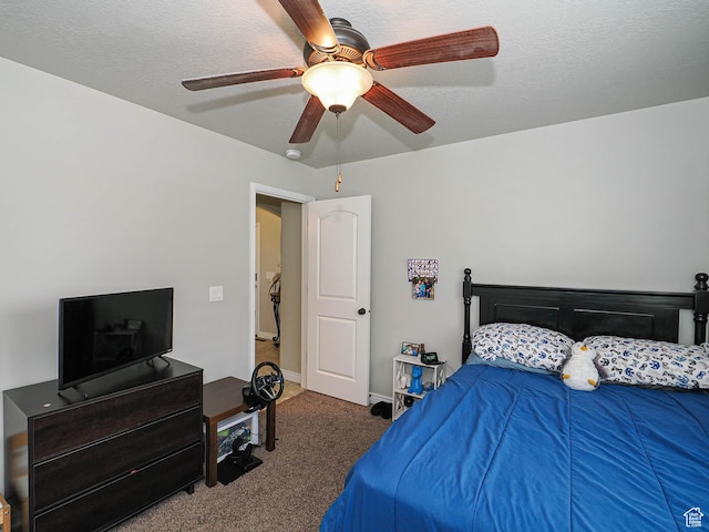 bedroom featuring baseboards, carpet, and ceiling fan