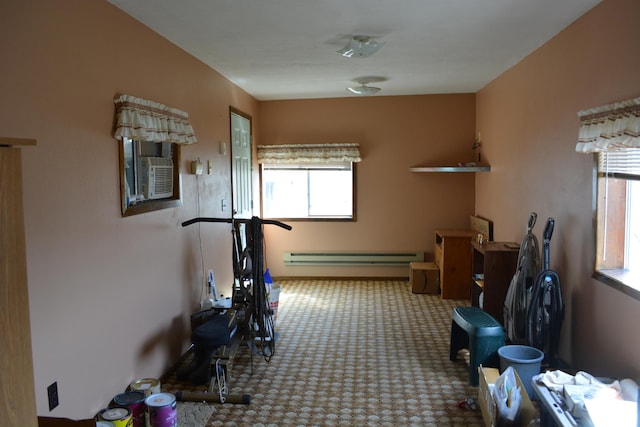 595 N 6th St, Montpelier, ID 83254 - interior space with a baseboard radiator, carpet, and cooling unit