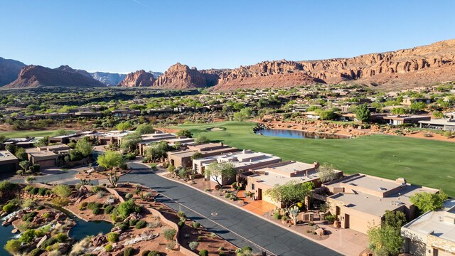 2410 W Entrada Trl Unit 15, St George, UT 84770 - bird's eye view with a water and mountain view, golf course view, and a residential view