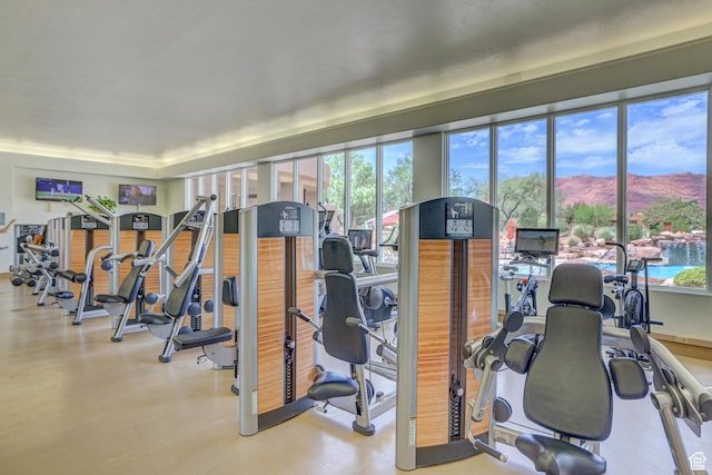 2410 W Entrada Trl Unit 15, St George, UT 84770 - exercise room with a mountain view