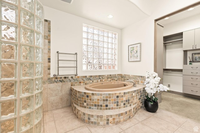 2410 W Entrada Trl Unit 15, St George, UT 84770 - full bath with recessed lighting, a garden tub, tile patterned flooring, and a walk in shower