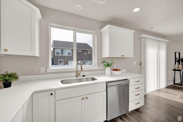 227 N 250 E, Salem, UT 84653 - kitchen with a sink, dishwasher, white cabinets, and dark wood-style flooring
