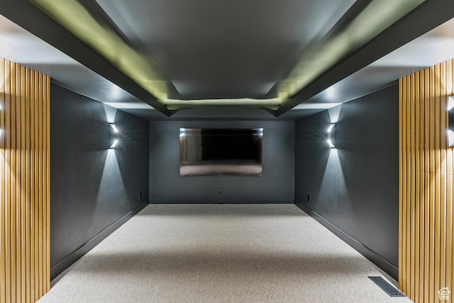 1075 S Alton Way E, Salt Lake City, UT 84108 - cinema room with baseboards, visible vents, a raised ceiling, and carpet flooring