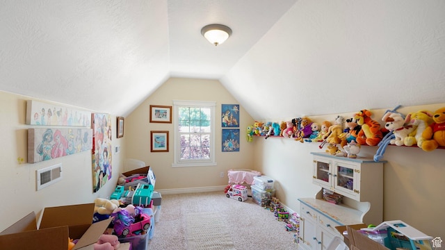 1229 E 1710 S, Spanish Fork, UT 84660 - game room with carpet floors, lofted ceiling, visible vents, and baseboards