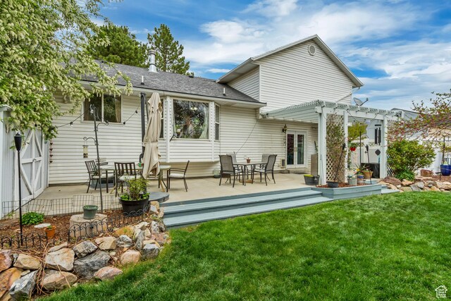 217 W 990 N, American Fork, UT 84003 - rear view of house featuring a pergola, a lawn, french doors, and a patio area