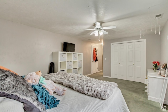 217 W 990 N, American Fork, UT 84003 - carpeted bedroom with a ceiling fan, visible vents, and a closet