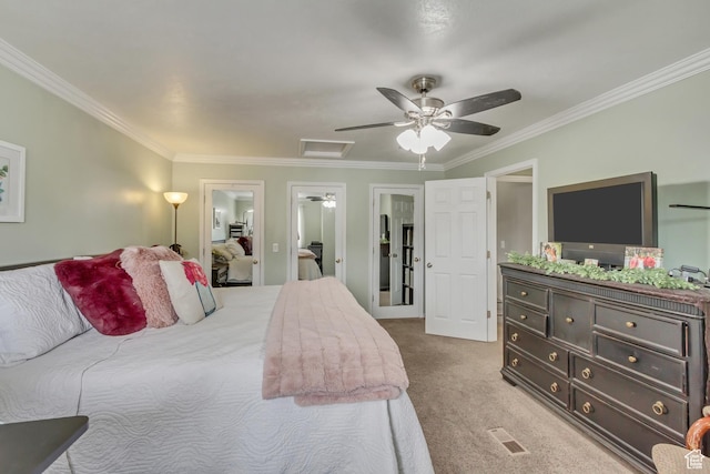 217 W 990 N, American Fork, UT 84003 - bedroom featuring attic access, visible vents, carpet, and crown molding