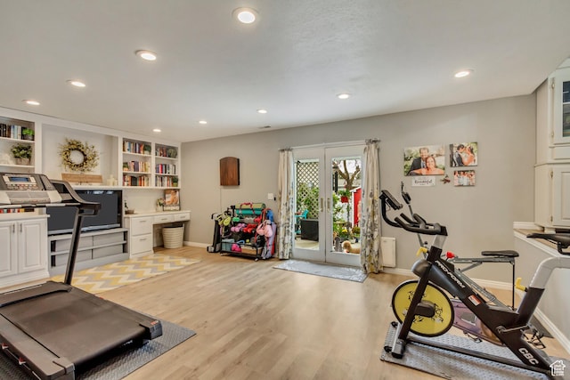 217 W 990 N, American Fork, UT 84003 - exercise area with recessed lighting, light wood-style flooring, baseboards, and french doors
