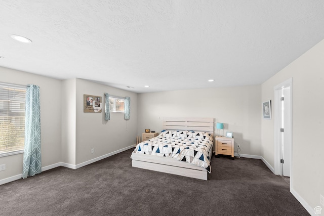 2671 E White Birch Dr, Eagle Mountain, UT 84005 - bedroom featuring a textured ceiling, baseboards, carpet floors, and recessed lighting