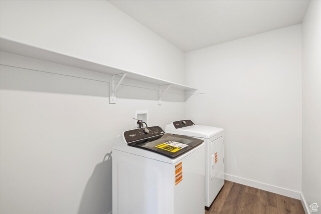 3509 N Gina St Unit 1230, Eagle Mountain, UT 84005 - washroom with washer and dryer and dark wood-style floors