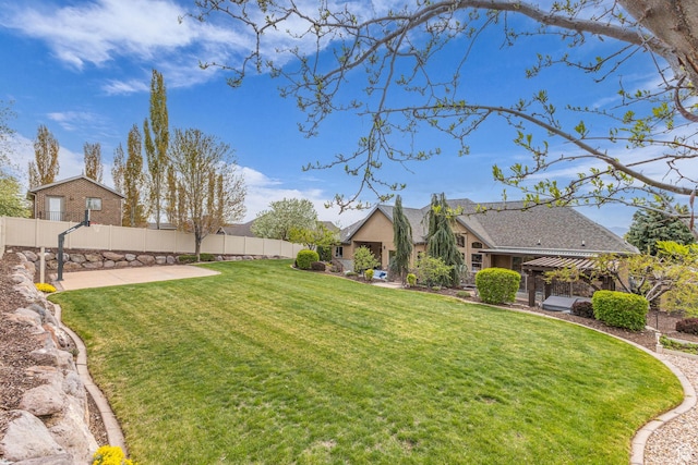 9470 N Canyon Heights Dr, Cedar Hills, UT 84062 - view of yard featuring fence and a patio area