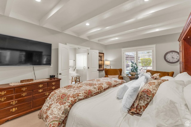 9470 N Canyon Heights Dr, Cedar Hills, UT 84062 - bedroom featuring beam ceiling and recessed lighting