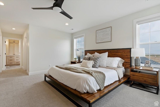 314 W Founders Blvd S, Saratoga Springs, UT 84045 - bedroom with ceiling fan, baseboards, carpet flooring, and recessed lighting