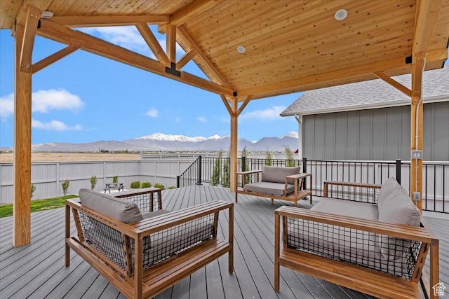 314 W Founders Blvd S, Saratoga Springs, UT 84045 - deck featuring outdoor lounge area, fence, and a mountain view