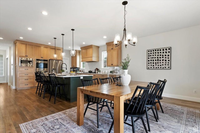 314 W Founders Blvd S, Saratoga Springs, UT 84045 - dining room featuring baseboards, a notable chandelier, light wood-style floors, and recessed lighting