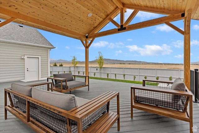 314 W Founders Blvd S, Saratoga Springs, UT 84045 - deck featuring a fenced backyard, a mountain view, and an outdoor hangout area