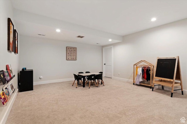314 W Founders Blvd S, Saratoga Springs, UT 84045 - recreation room with recessed lighting, carpet floors, visible vents, and baseboards
