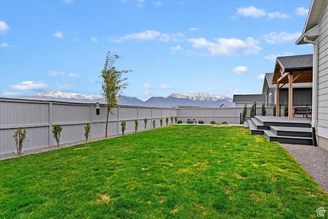 314 W Founders Blvd S, Saratoga Springs, UT 84045 - view of yard featuring a deck with mountain view and a fenced backyard