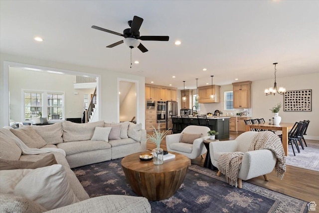 314 W Founders Blvd S, Saratoga Springs, UT 84045 - living area with recessed lighting, a healthy amount of sunlight, and stairs