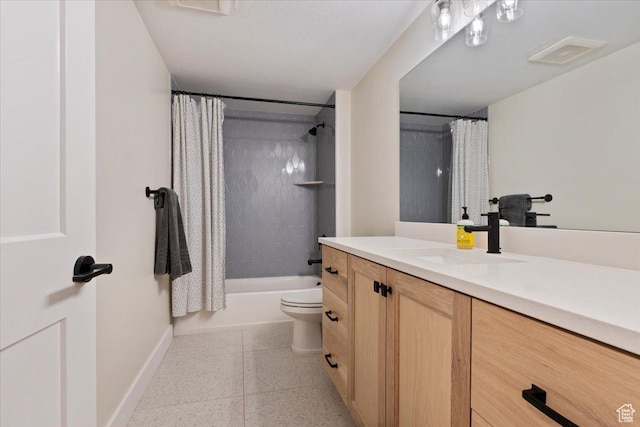 314 W Founders Blvd S, Saratoga Springs, UT 84045 - full bathroom featuring toilet, vanity, shower / bath combination with curtain, baseboards, and visible vents