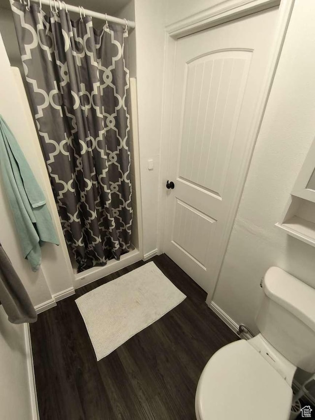 410 E 500 N, Ephraim, UT 84627 - bathroom with wood finished floors, toilet, and a stall shower
