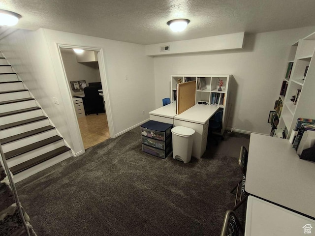 410 E 500 N, Ephraim, UT 84627 - office featuring baseboards, dark colored carpet, visible vents, and a textured ceiling