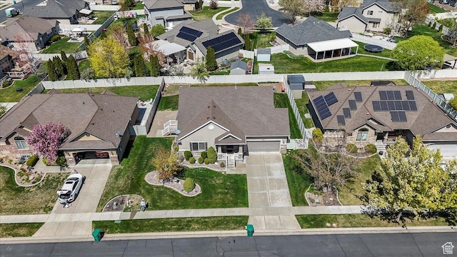 drone / aerial view with a residential view