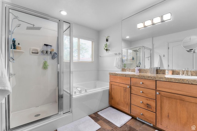 1962 E Meadow Downs Way S, Cottonwood Heights, UT 84121 - full bathroom with a shower stall, a bath, a sink, and double vanity