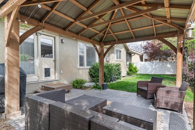 1962 E Meadow Downs Way S, Cottonwood Heights, UT 84121 - view of patio featuring a gazebo, an outdoor hangout area, and fence