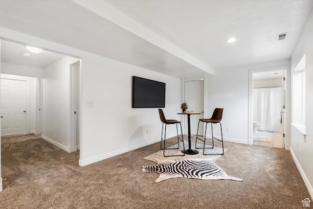 6263 W Oak Gate Dr, West Jordan, UT 84081 - living area with visible vents, baseboards, carpet flooring, and recessed lighting