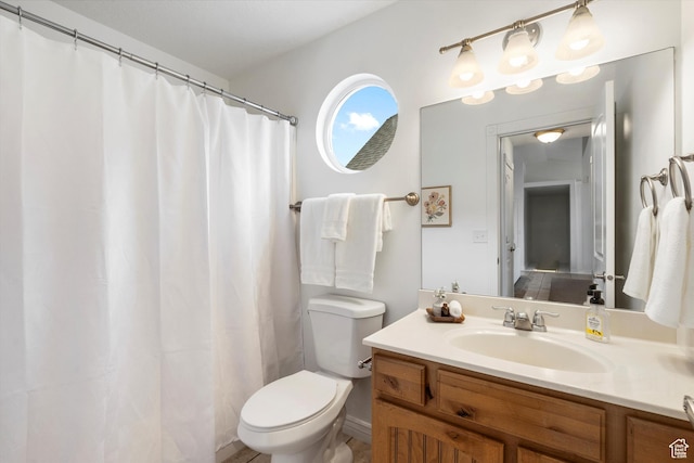 6263 W Oak Gate Dr, West Jordan, UT 84081 - bathroom featuring toilet, vanity, and a shower with shower curtain