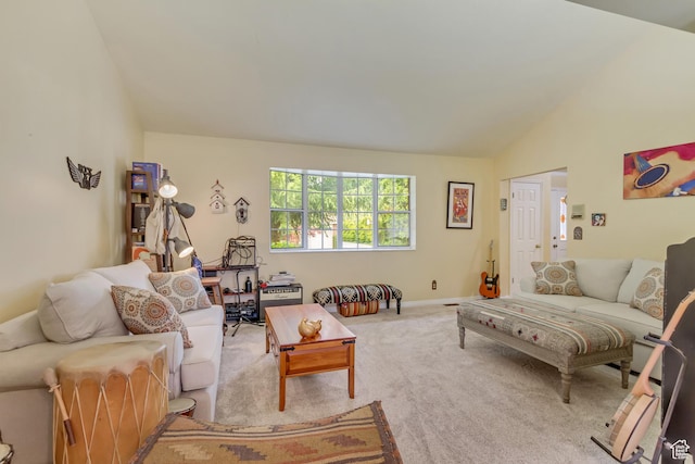 982 E 315 S, Orem, UT 84097 - living area featuring baseboards, vaulted ceiling, and carpet