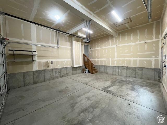 garage with a garage door opener