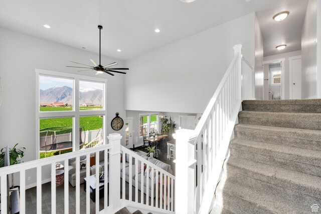 2385 E 430 S, Spanish Fork, UT 84660 - stairway featuring recessed lighting and a ceiling fan