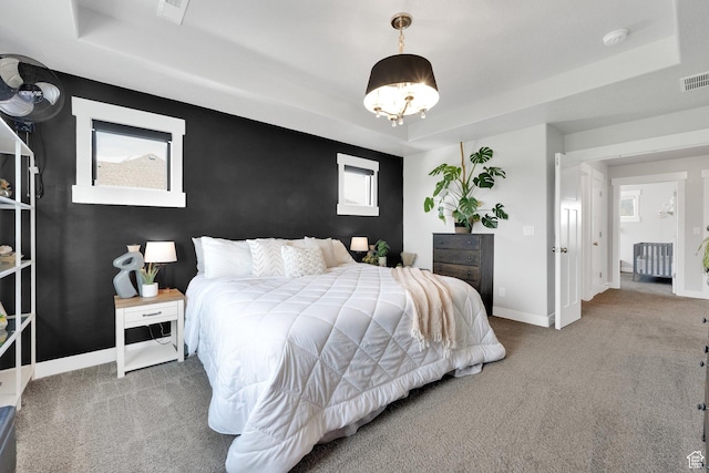 2385 E 430 S, Spanish Fork, UT 84660 - carpeted bedroom with multiple windows, baseboards, and a tray ceiling