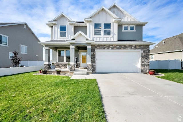 2385 E 430 S, Spanish Fork, UT 84660 - craftsman inspired home with a front lawn, fence, and board and batten siding