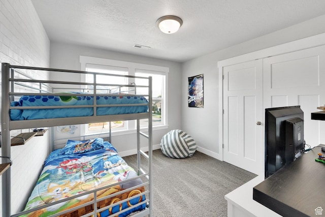 2385 E 430 S, Spanish Fork, UT 84660 - carpeted bedroom with baseboards, visible vents, a textured ceiling, and a closet
