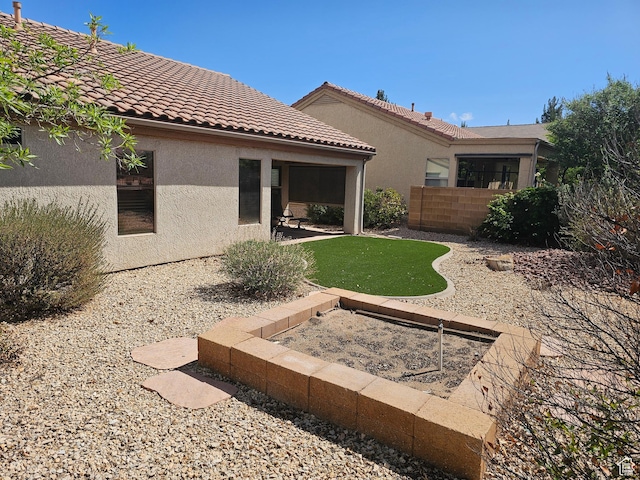 view of yard with a patio and fence