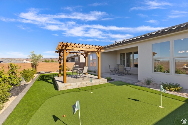 315 W Camino Borde, Washington, UT 84780 - exterior space with fence, a pergola, and a patio