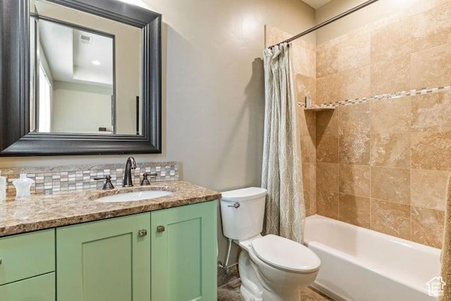 3052 N Snow Canyon Pkwy Unit 67, St George, UT 84770 - bathroom with toilet, tasteful backsplash, vanity, and shower / bath combo with shower curtain